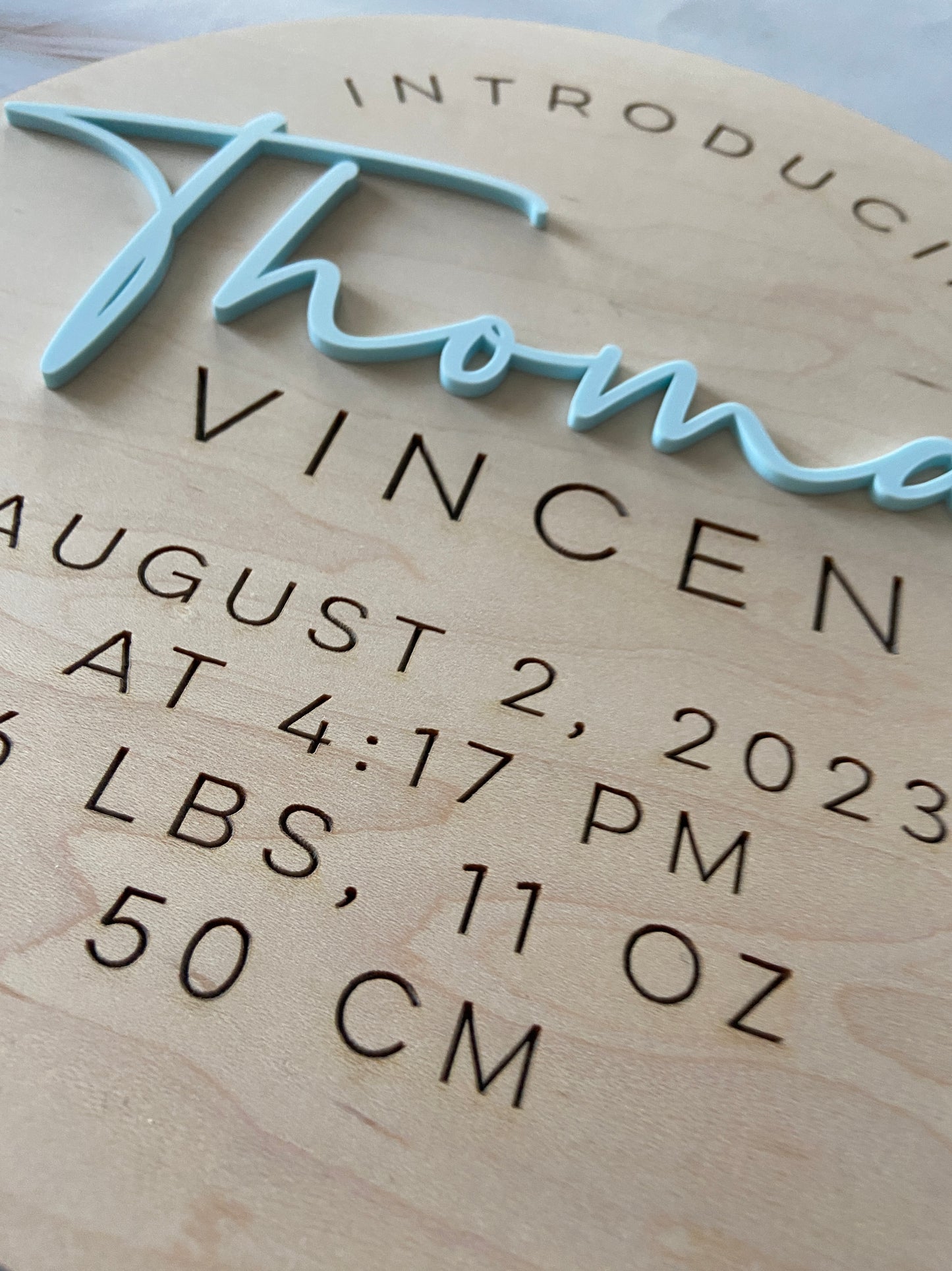 Personalized Engraved Birth Stat Name Baby Announcement