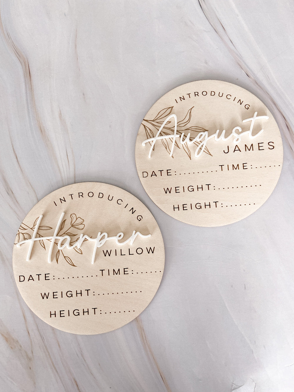 Birth Stat Announcement - Wood & Acrylic - The Cozy Nest Handmade