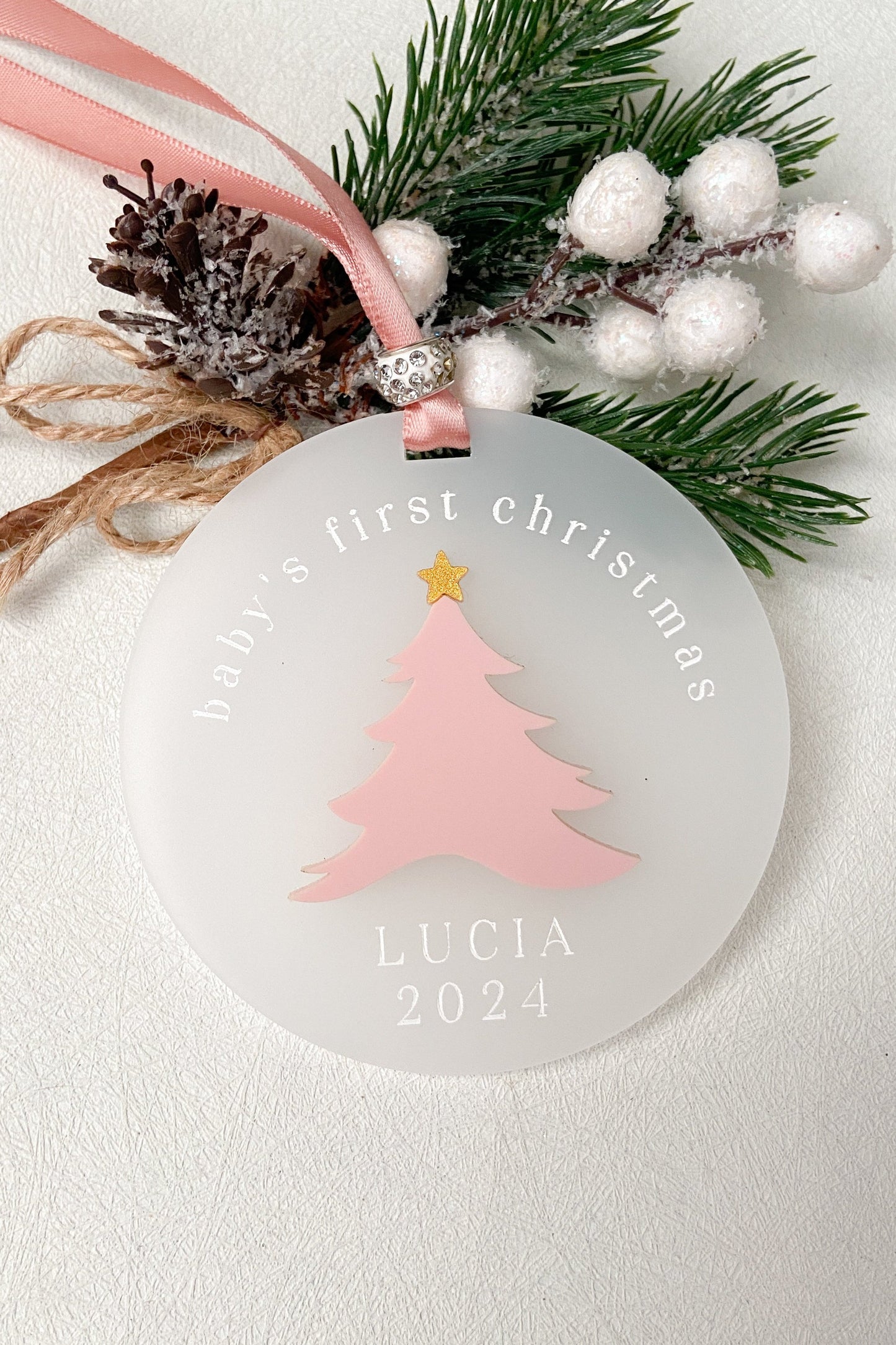 baby's first christmas engraved personalized ornament acrylic