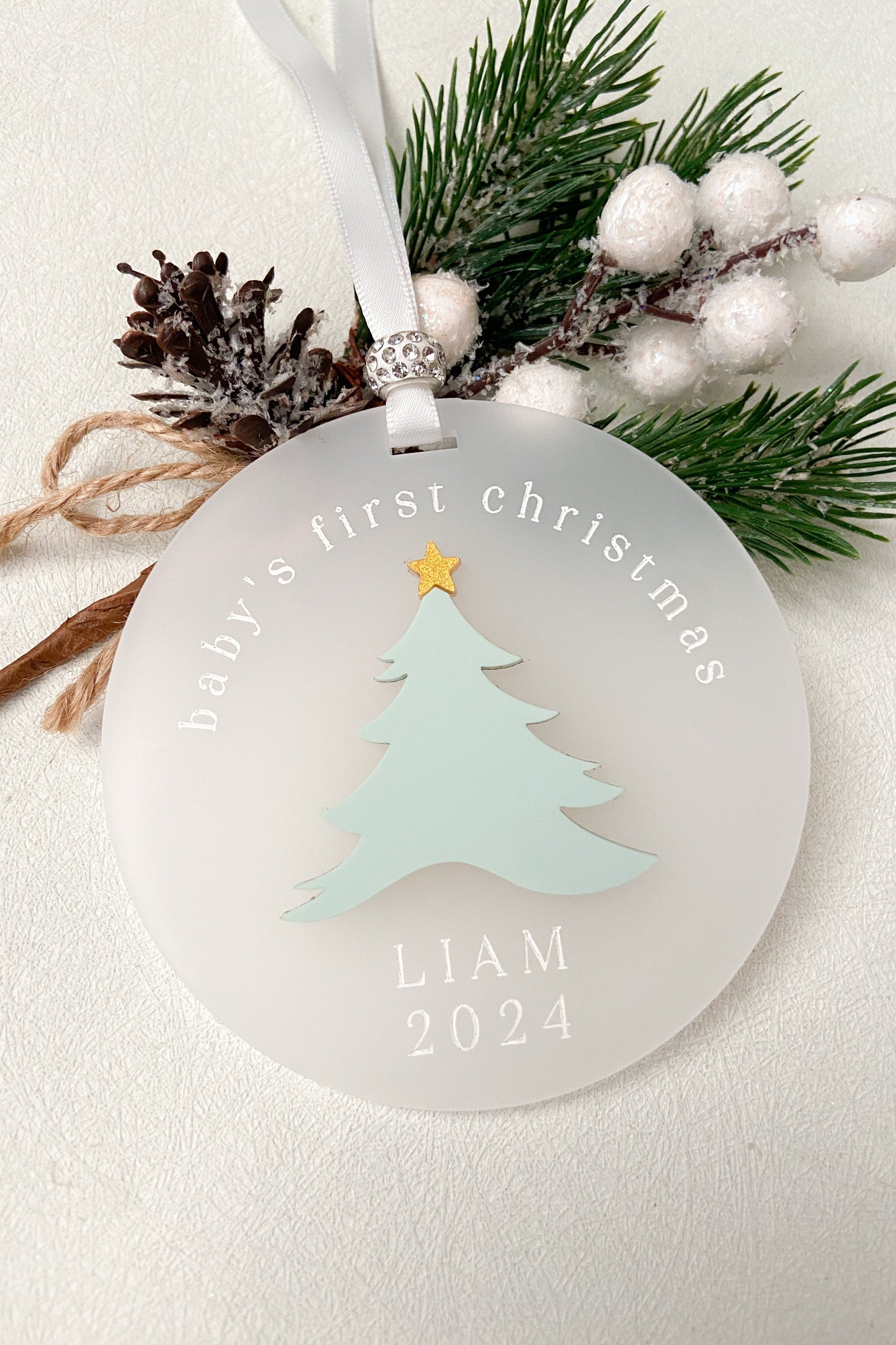 baby's first christmas engraved personalized ornament acrylic