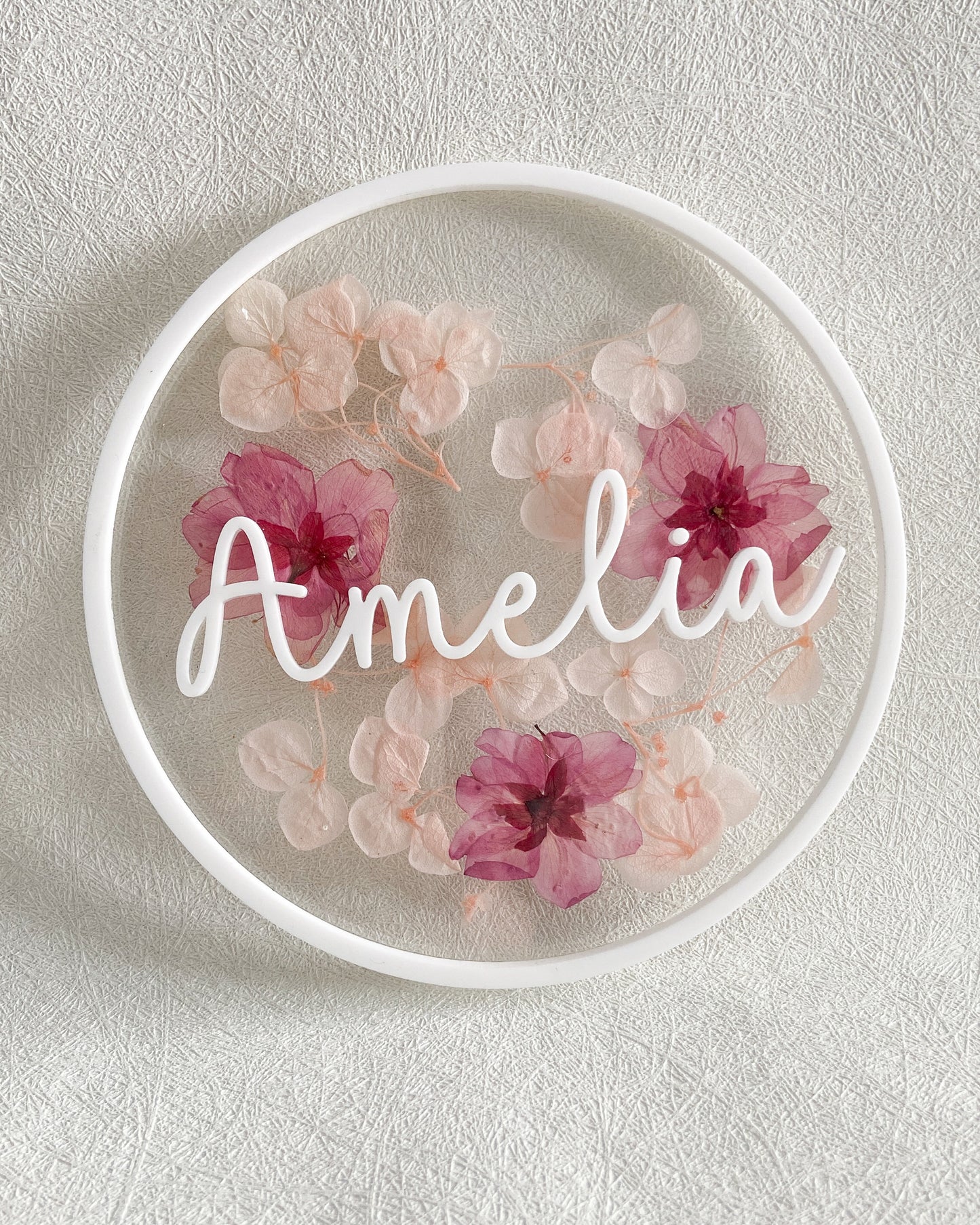 Pressed Floral Name Announcement - The Cozy Nest Handmade
