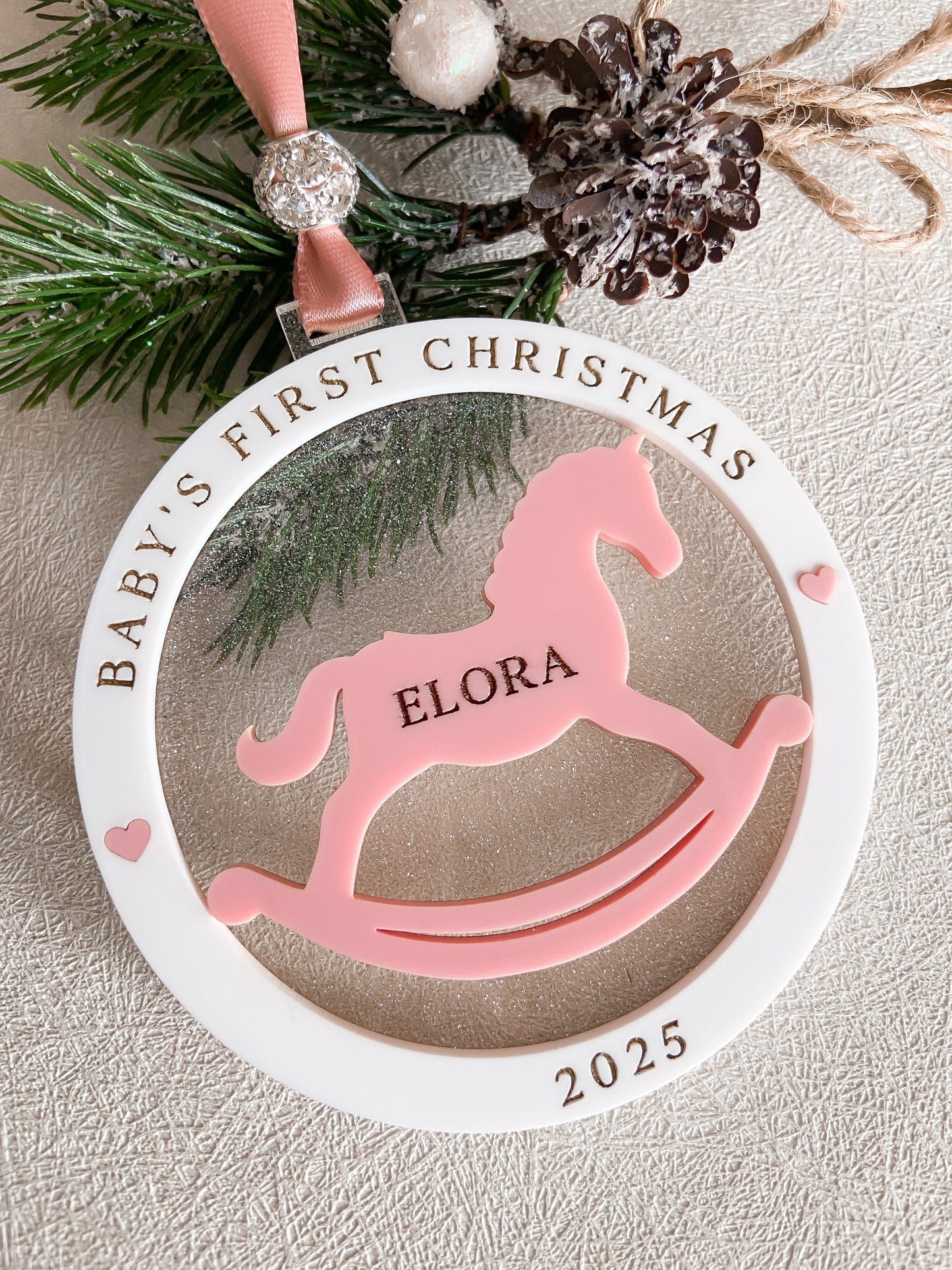 Rocking Horse Baby's First Christmas Acrylic Ornament