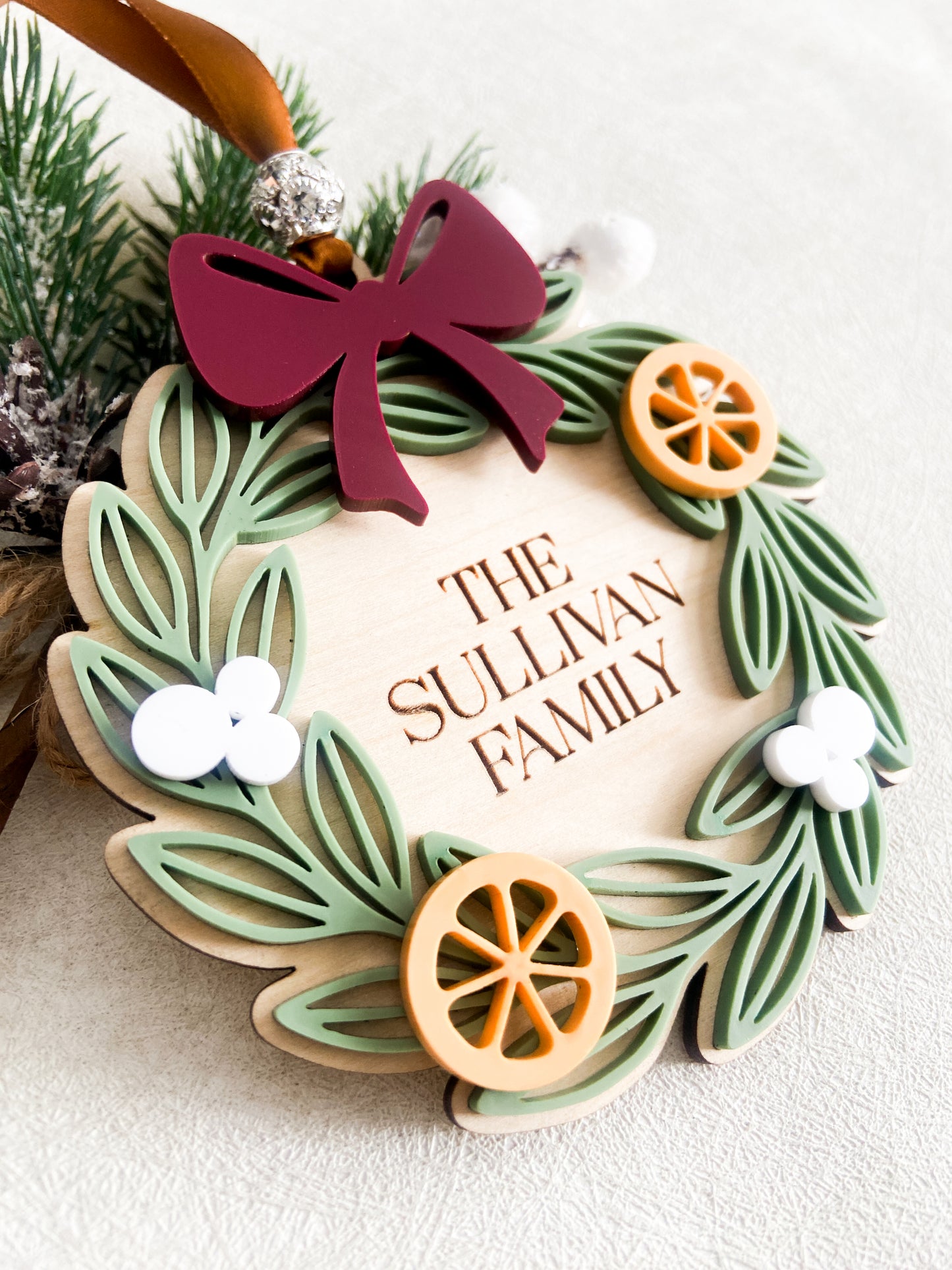 Christmas Wreath Family Ornament