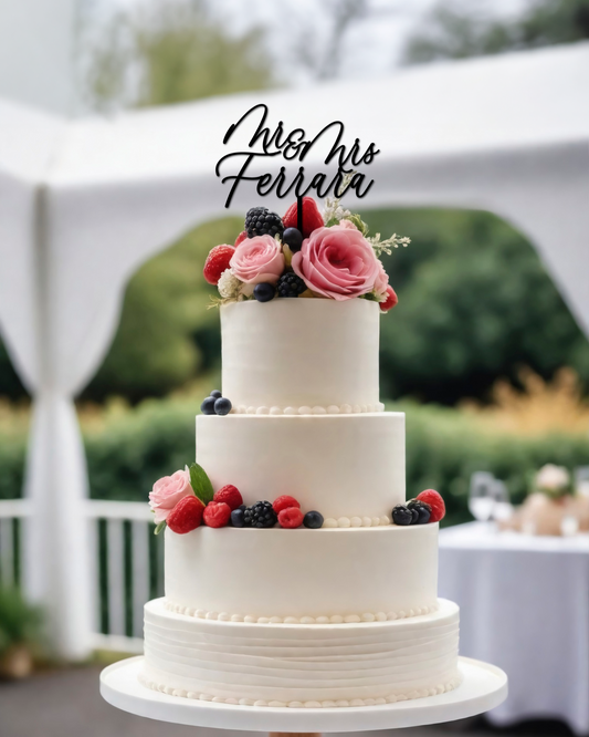 Mr & Mrs Wedding Cake Topper - Surname - The Cozy Nest Handmade