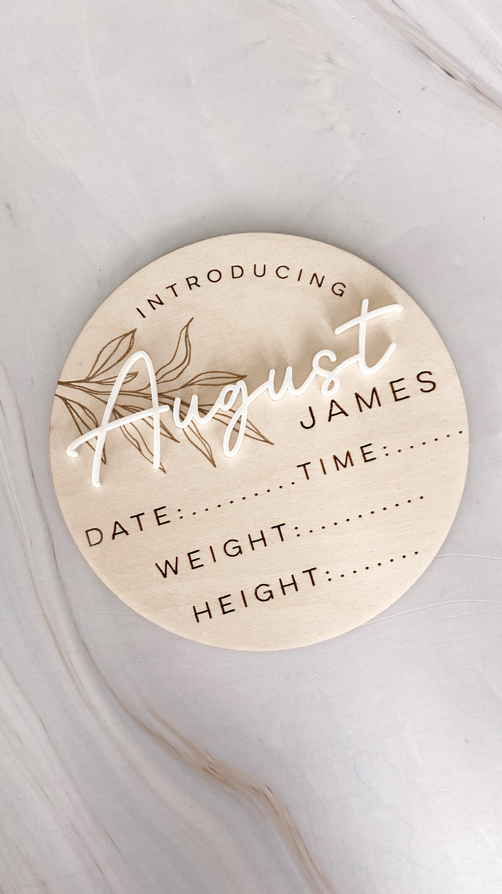 Birth Stat Announcement - Wood & Acrylic - The Cozy Nest Handmade