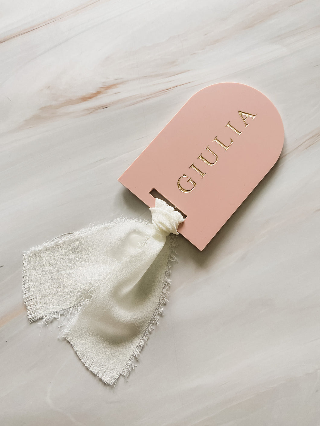 Acrylic Seating Cards - Luggage Tag Style with Ribbon