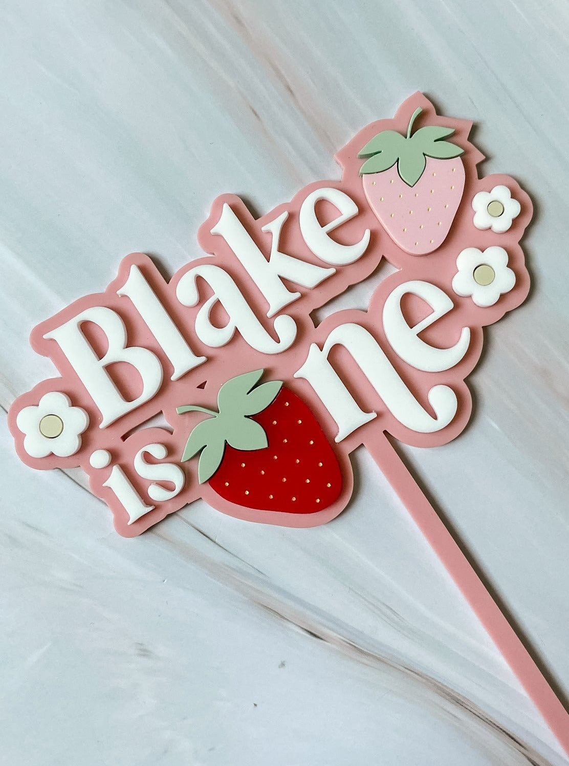 Strawberry First Birthday Cake Topper
