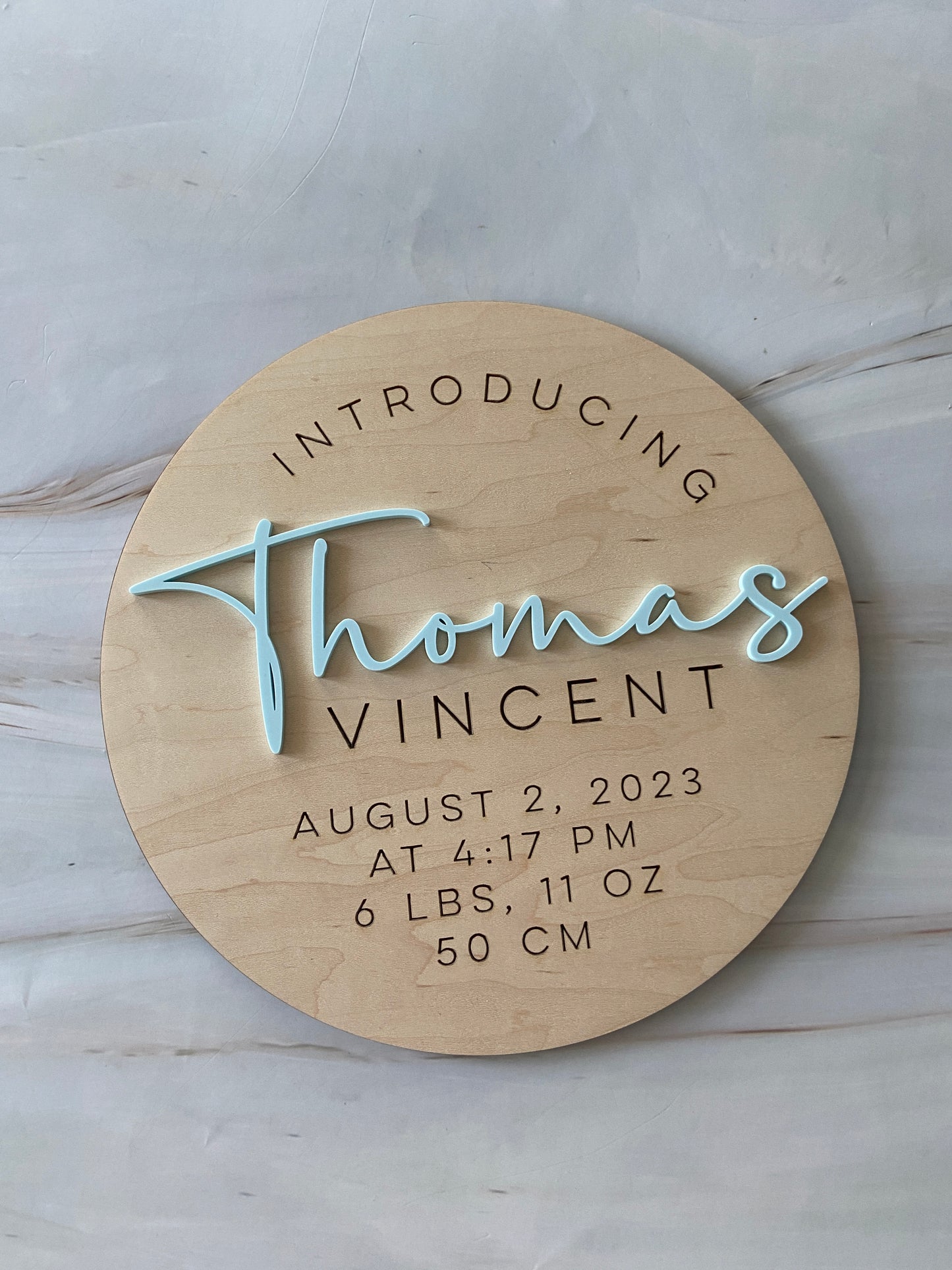 Personalized Engraved Birth Stat Name Baby Announcement
