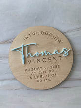 Load image into Gallery viewer, Birth Announcement Large - Wood &amp; Acrylic
