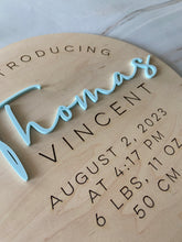 Load image into Gallery viewer, Birth Announcement Large - Wood &amp; Acrylic
