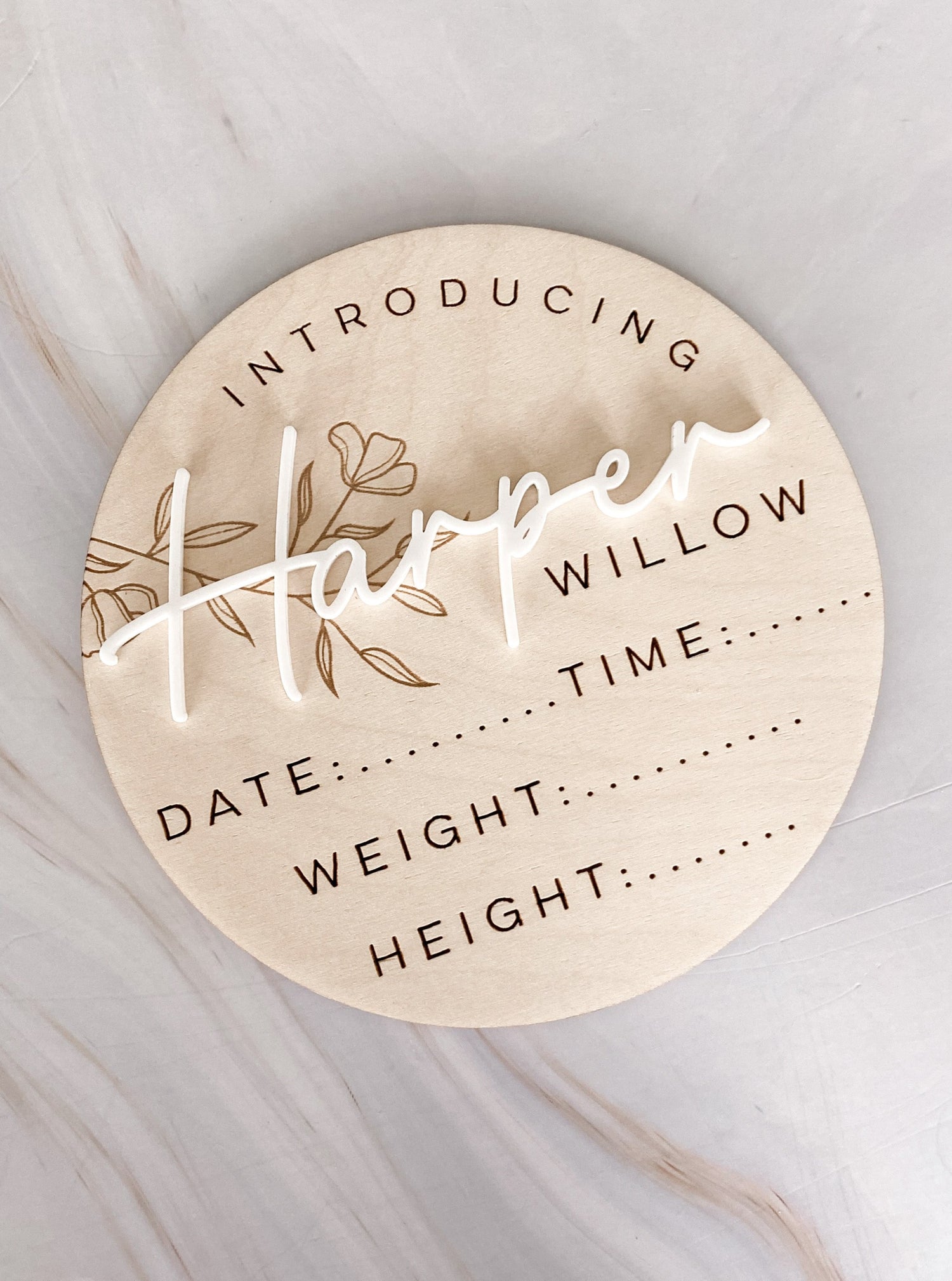 Birth Stat Announcement - Wood & Acrylic - The Cozy Nest Handmade