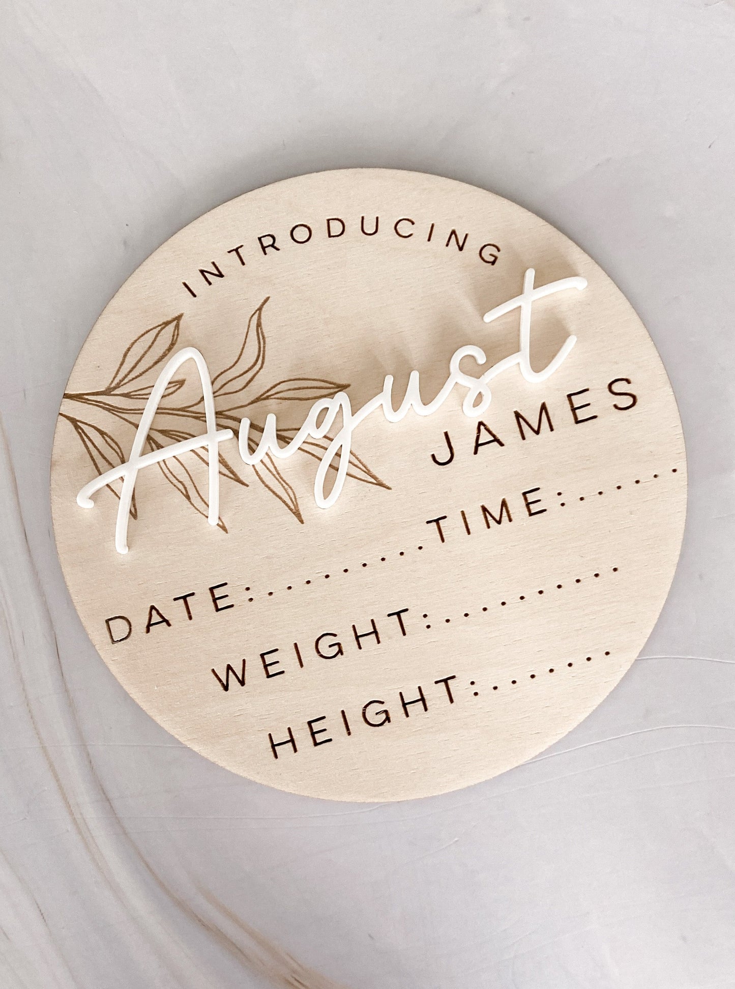 Birth Stat Announcement - Wood & Acrylic - The Cozy Nest Handmade