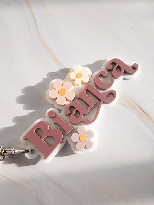 Backpack Tag / Keychain - Daisies - The Cozy Nest Handmade