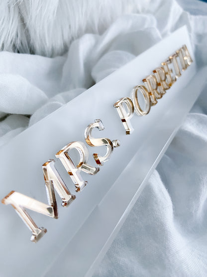 Acrylic Desk Name Plate - Solid - The Cozy Nest Handmade