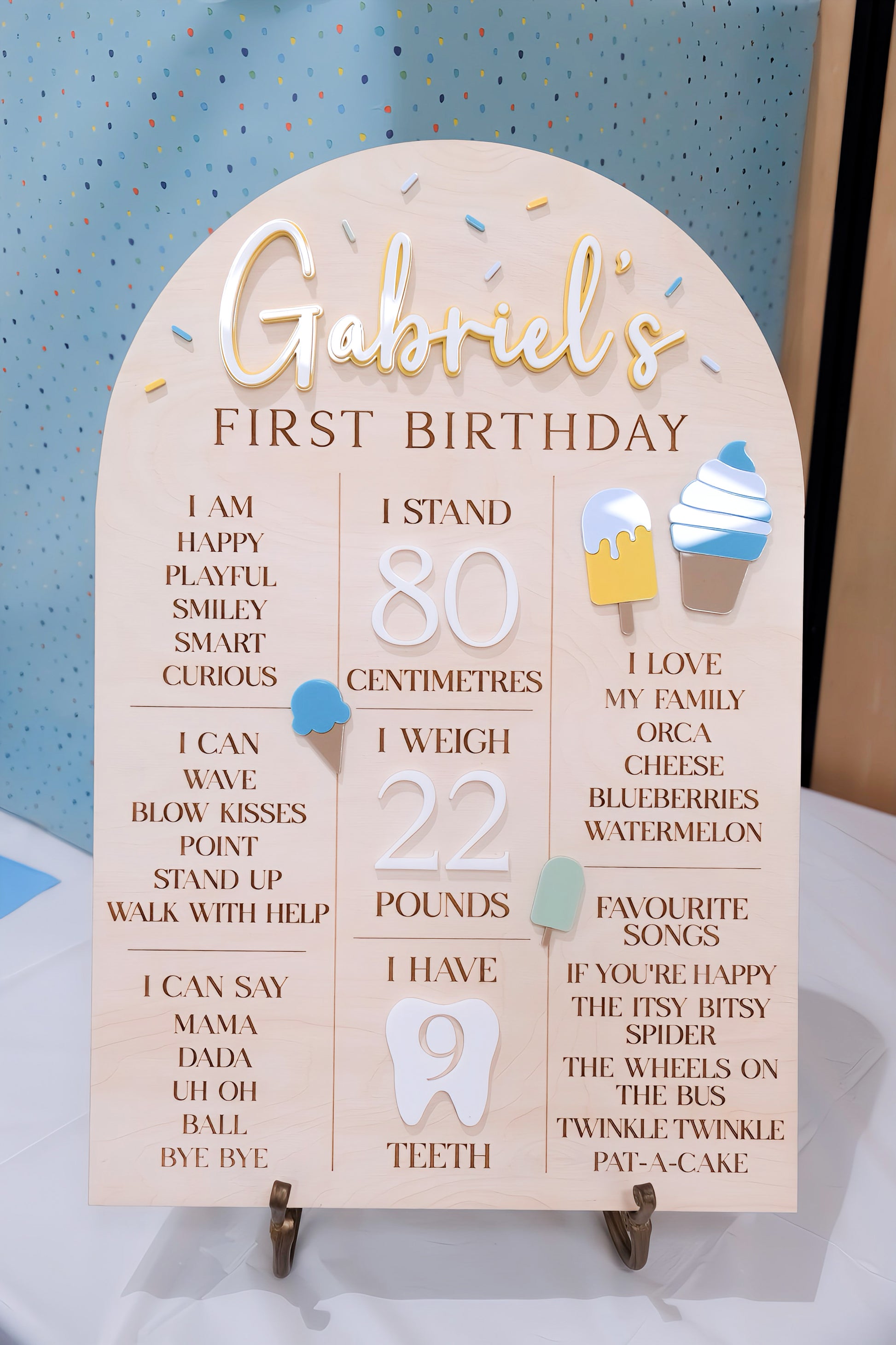 First Birthday Milestone Info Board - Custom Designed - The Cozy Nest Handmade