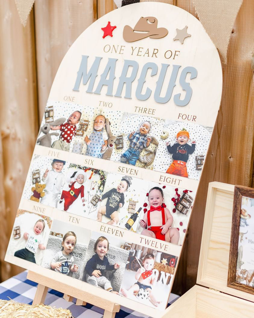 Custom Baby's First Year Photo Display Board - The Cozy Nest Handmade