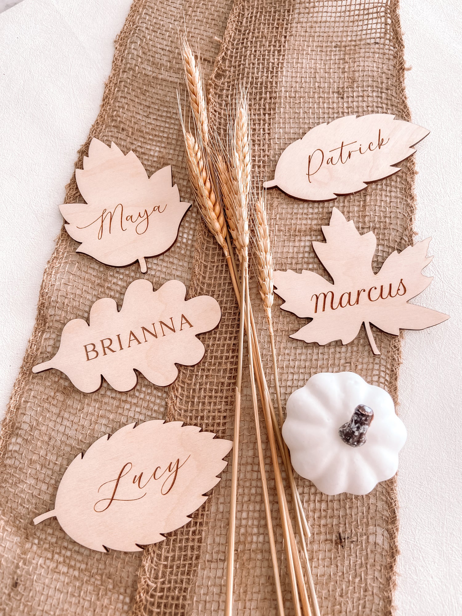 Thanksgiving seating cards place cards personalized engraved wood