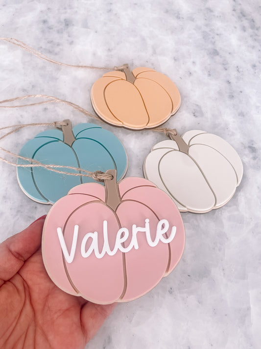 Thanksgiving gift tag personalized pumpkin pastel