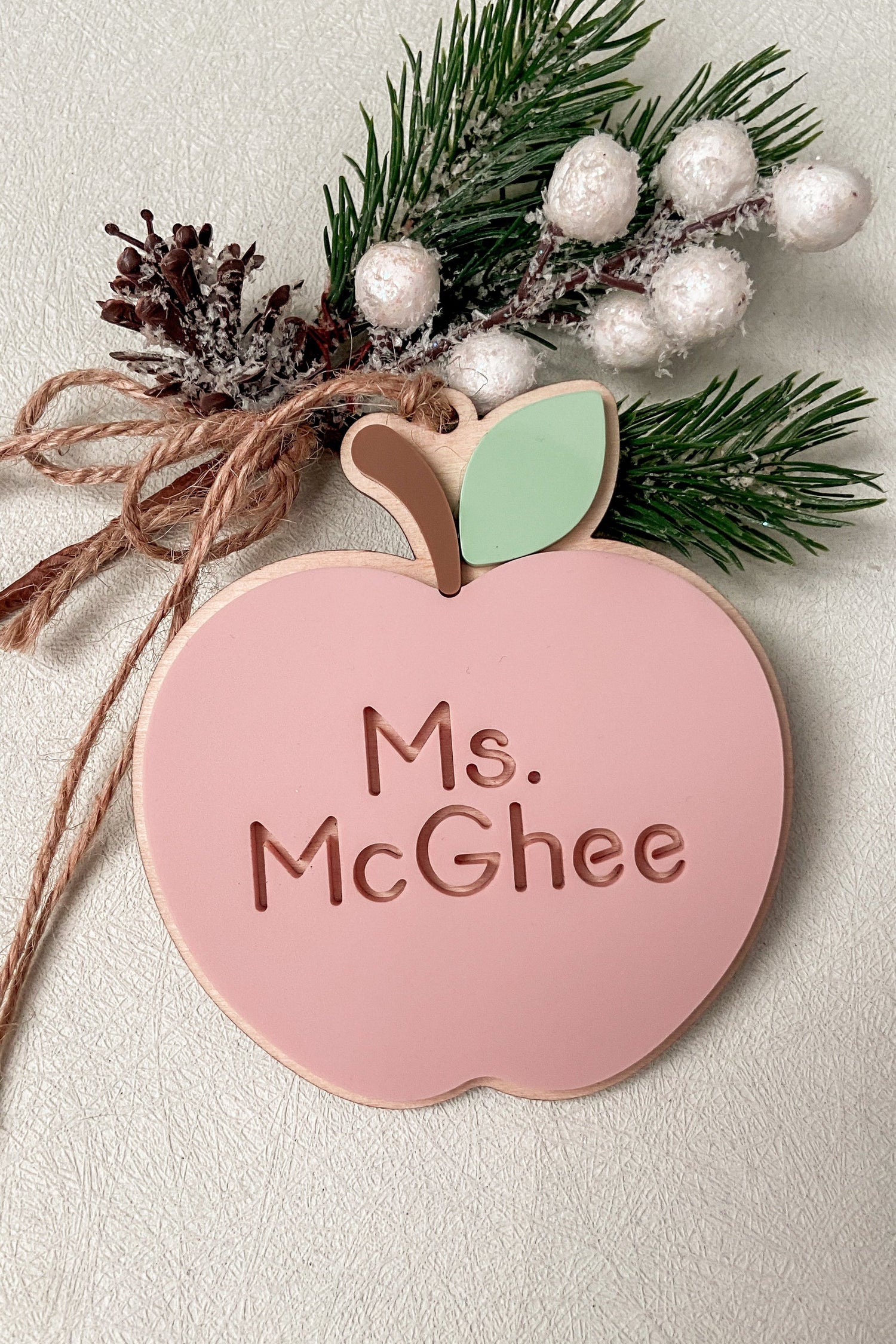 Personalized Teacher Ornament Apple
