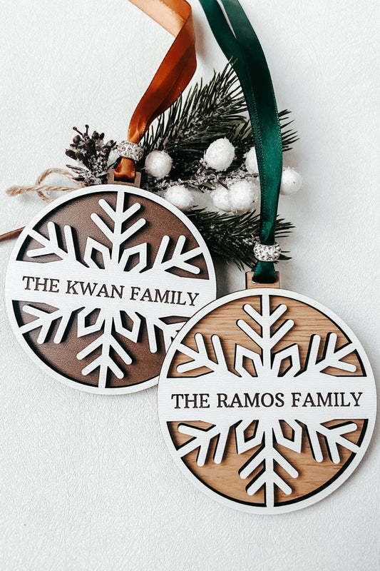 Personalized Family Ornament Wood Engraved