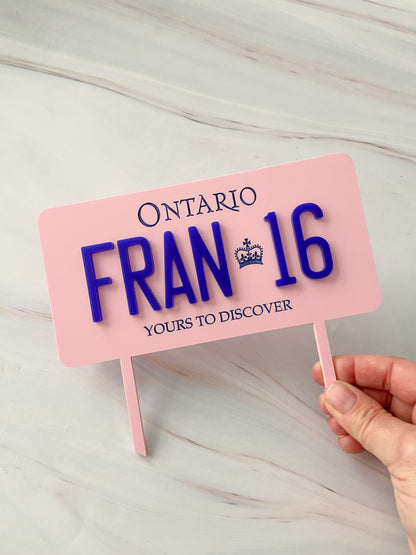 16th Birthday License Plate Cake Topper - The Cozy Nest Handmade
