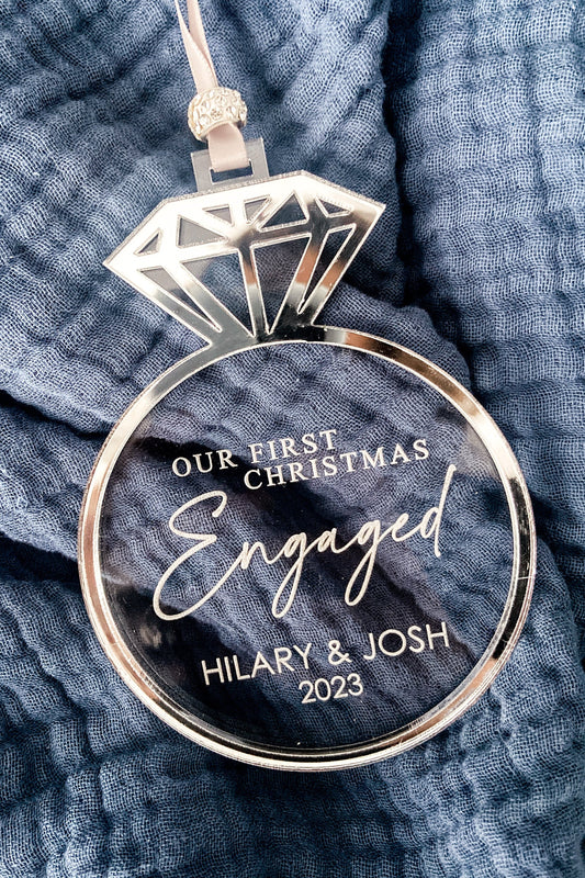 personalized engagement acrylic christmas ornament gift