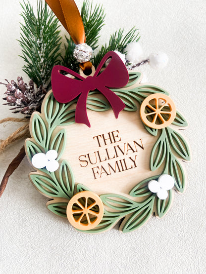 Christmas Wreath Family Ornament