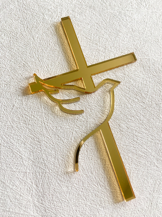 Confirmation Cross with Dove Cake Charm