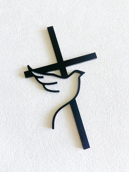 Confirmation Cross with Dove Cake Charm