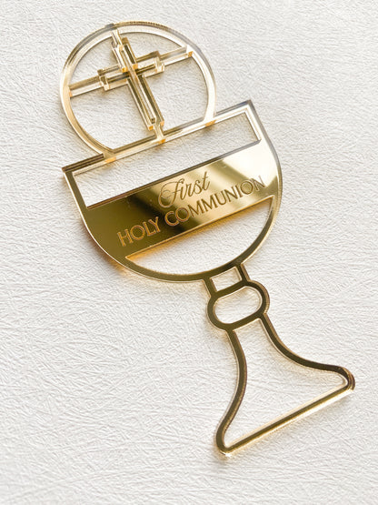First Communion Cake Topper - Eucharist Chalice with Cross