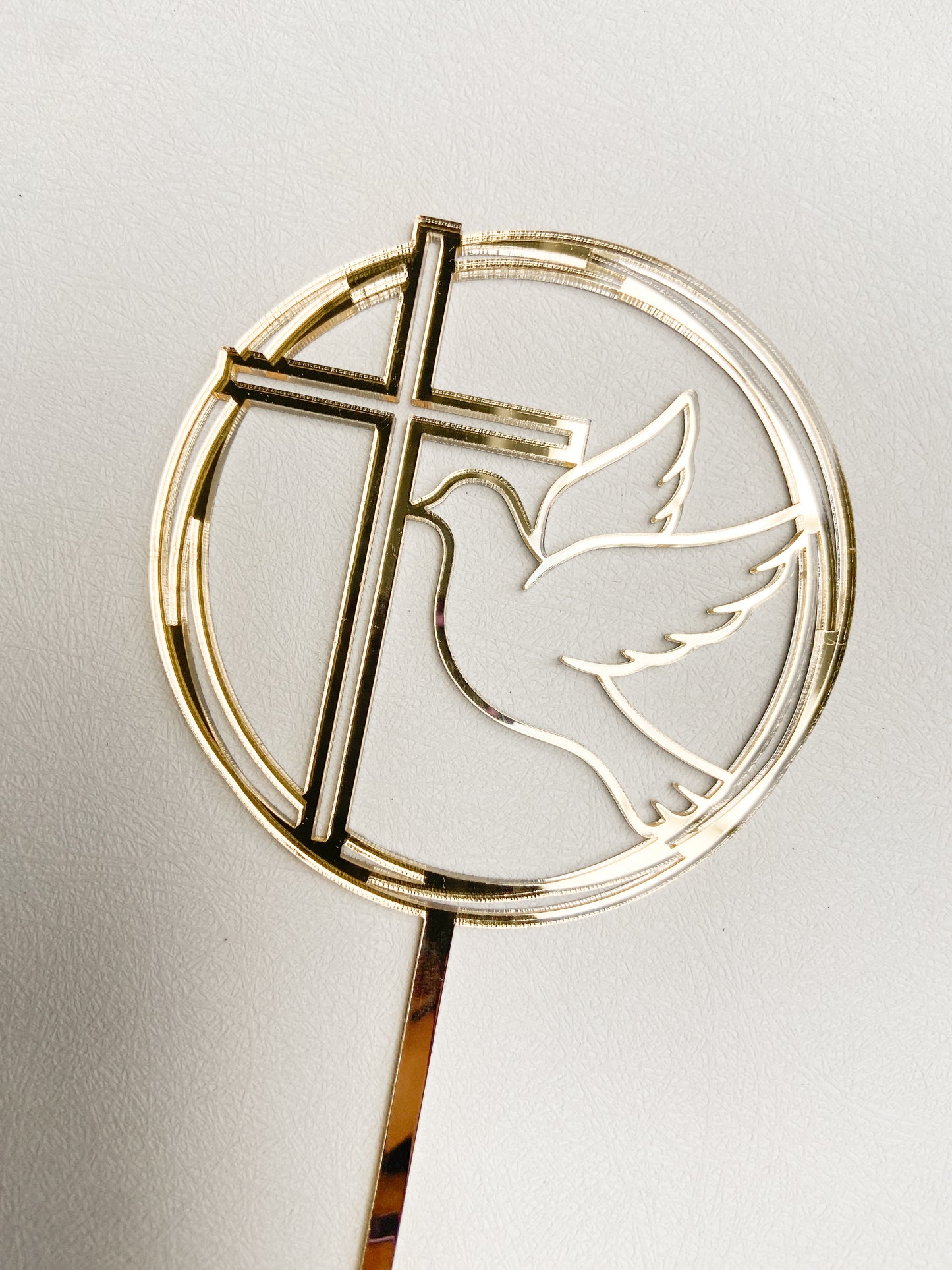 Confirmation First Communion Cake Topper - Modern Cross & Dove