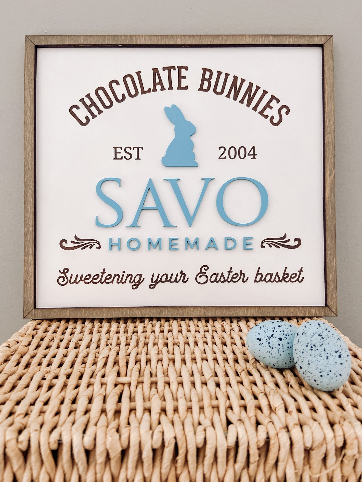 Easter Decor - Personalized Chocolate Bunny Sign