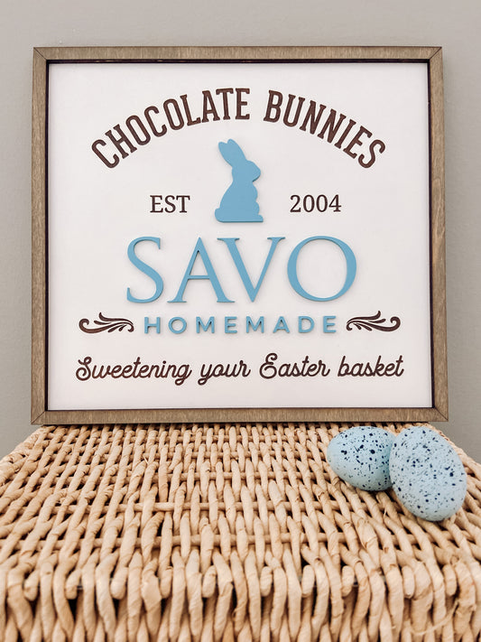 Easter Decor - Personalized Chocolate Bunny Sign