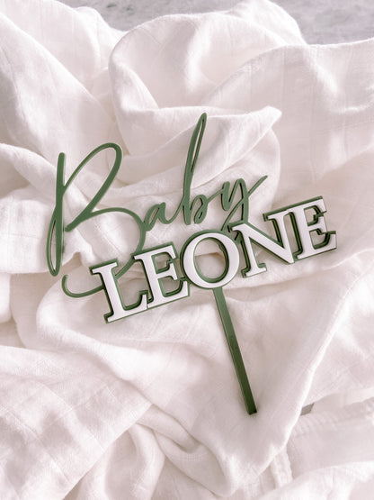 Personalized Baby Shower Cake Topper - Layered - The Cozy Nest Handmade