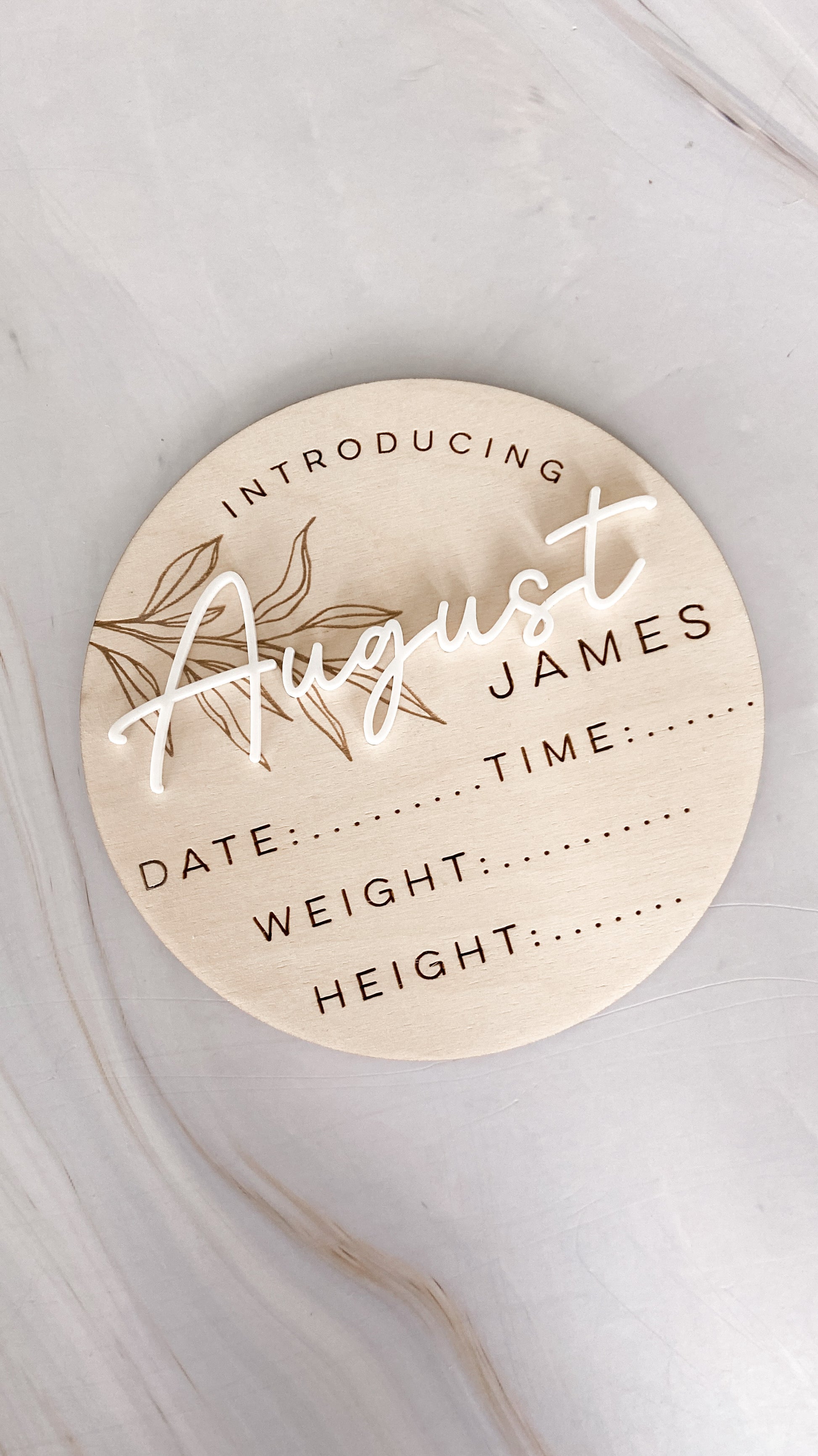 Birth Stat Announcement - Wood & Acrylic - The Cozy Nest Handmade