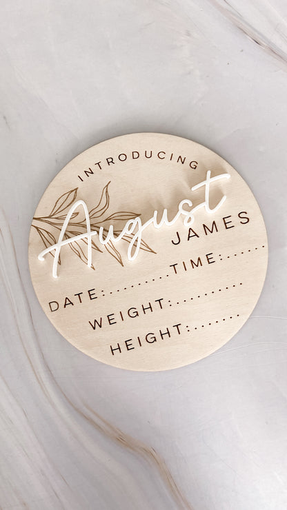 Birth Stat Announcement - Wood & Acrylic - The Cozy Nest Handmade